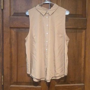 A New Day Beige with shell shine style buttons button down sleeveless